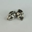 (image for) Bali Silver Tube Bead - 10.5x8mm Embossed Oval Bead *10 Beads