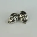 (image for) Bali Silver Tube Bead - 10.5x8mm Embossed Oval Bead *10 Beads