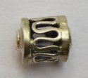 (image for) Bali Silver Tube Bead - 7x5mm Openwork Scroll Design Cylinder * 5 Beads