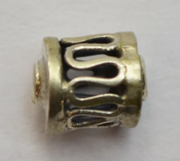 (image for) Bali Silver Tube Bead - 7x5mm Openwork Scroll Design Cylinder * 5 Beads