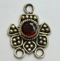 (image for) Bali Silver Multistrand - 2-1 Floral Connector w/ Stone