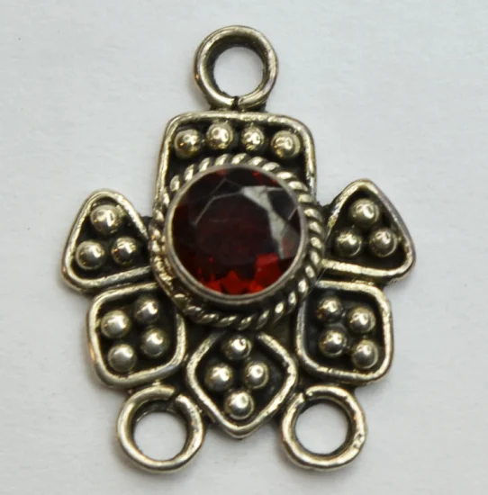(image for) Bali Silver Multistrand - 2-1 Floral Connector w/ Stone