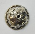 (image for) Bali Silver Bead Cap - 14mm Bead Cap with Four Stars * 6 Pieces