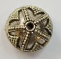 (image for) Bali Silver Round Bead-14mm Granulated Triangle Design * 5 Beads