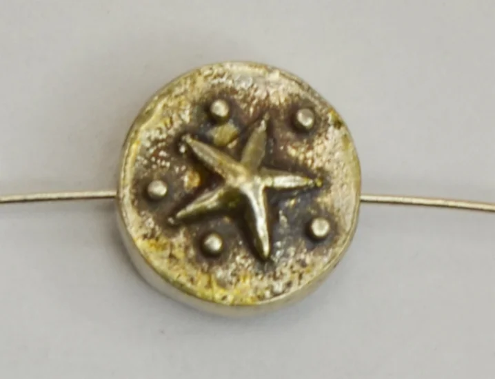 (image for) Bali Silver Spacer - 9x5mm Tabular Bead with Star Design * 5 Beads