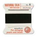 (image for) Silk Griffin Cord - Size 6 Black * 2 Meters with Twisted Wire Needle