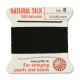 (image for) Silk Griffin Cord - Size 8 Black. * 2 Meters with Twisted Wire Needle