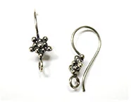 (image for) Bali Silver Earwire - Granulated Beaded Star Handmade Earwires