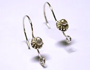 (image for) Bali Silver Earwire - Coiled Wire with Ball in Center Handmade Earwires * One Pair