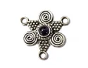 (image for) Bali Silver Multistrand - 2-1 Connector w/ Stone & Spirals