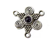 (image for) Bali Silver Multistrand - 2-1 Connector w/ Stone & Spirals
