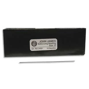(image for) John James Beading Needles-Size 12 Extra Long Pearl Stringing * 10 Needles