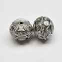 (image for) Bali Silver Round Bead-13mm Spirals & Chevron Center * 4 Beads