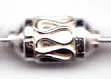 (image for) Bali Silver Tube Bead - 11x6mm Bright Silver Oval Bead with Scrolling * 10 Beads