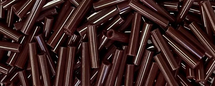 (image for) TOHO Size 3 Bugle Bead. 9mm Length-Dark Brown Opaque