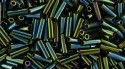 (image for) TOHO Size 2 Bugle Bead. 6mm Length-Green Iris Metallic