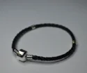 (image for) European Style Bracelet- 4mm Black Braided Leather w/ Stoppers