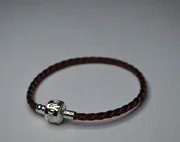 (image for) European Style Bracelet- Red and Black Braided Leather-7