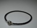 (image for) European Style Bracelet- 3mm Black Braided Leather -9”