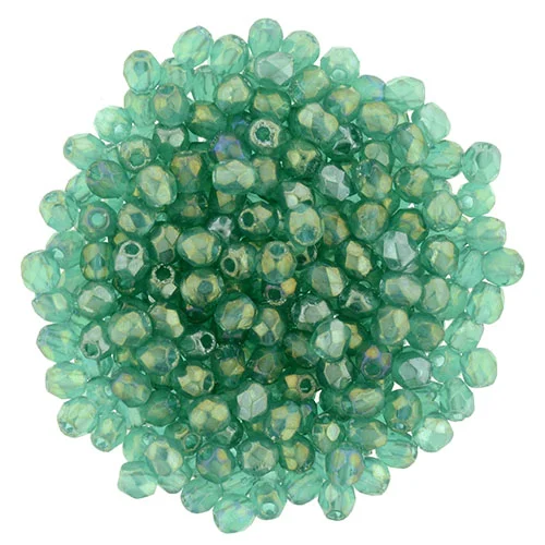 (image for) Czech Fire Polish 2mm-Atlantis Green Iris Luster