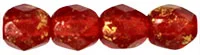 (image for) Czech Fire Polish 4mm-Gold Marbled Siam Ruby