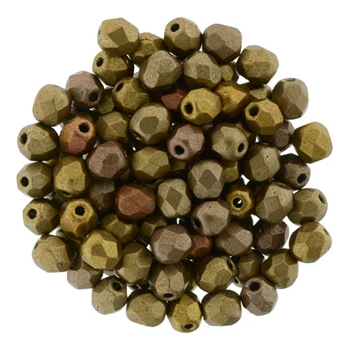 (image for) Czech Fire Polish 4mm-Matte Metallic Gold Iris