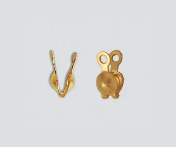 (image for) 14k Gold Filled - 3.4mm Clam Shell Bead Tips with Double Loop * One Pair