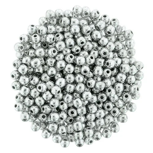 (image for) Czech 2mm Round - Silver Metallic