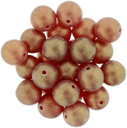 (image for) Czech 8mm Round-Sueded Gold Ruby