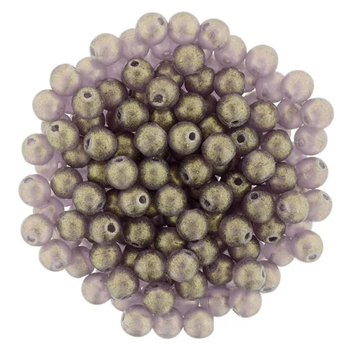 (image for) Czech 4mm Round-Sueded Gold Amethyst