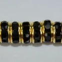 (image for) 6mm Gold Plate Rhinestone Rondelle - Jet Crystal - 100 pack