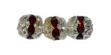 6mm Silver Plate Round Rhinestone Bead - Siam * 10 bead pack (image for) 6mm Silver Plate Round Rhinestone Bead - Siam * 10 bead pack