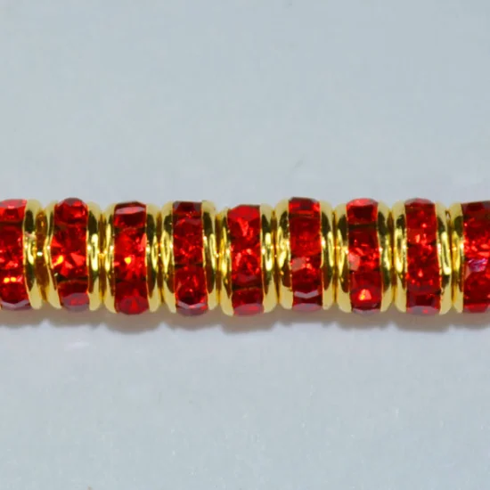 (image for) 4mm Gold Plate Rhinestone Rondelle-Light Siam - 100 pack