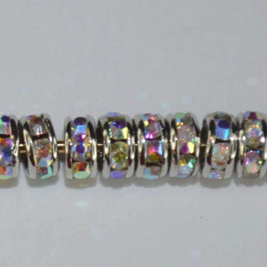 (image for) 4mm Platinum Rhinestone Rondelle-Crystal AB - 100 pack