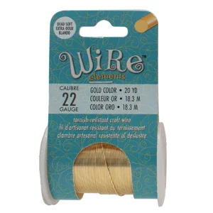 (image for) Tarnish Resistant Wire - 22 Gauge Gold * 20 Yard Spool, Dead Soft Wire