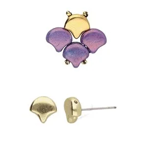 (image for) Cymbal Collection; ALOPRONIA Ginko EARRING POSTS Antique Brass Plate * One Pair