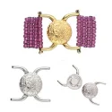 (image for) SOUDA II-11/0 MAGNETIC CLASP SET * ANTIQUE SILVER PLATE * One Set