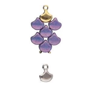 (image for) Cymbal Collection; Antique Silver Plate - Karavos Ginko Bead Ending * One Pair