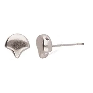(image for) Cymbal Collection; ALOPRONIA Ginko EARRING POSTS Antique Silver Plate * One Pair