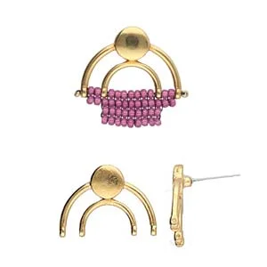(image for) PLATANI IV-TOHO 11/o Round Seed Bead EARRING POSTS 24K GOLD PLATE * One Pair