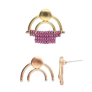 (image for) PLATANI IV-AIKO PRECISION, DELICA Cylinder, 11/o Round EARRING POSTS ROSE GOLD PLATE * One Pair