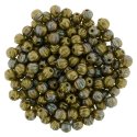 (image for) Czech Melon 3mm Round - Oxidized Bronze Chartreuse