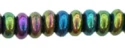 (image for) Czech 4mm Rondelle-Iris Green Metallic * Strand of 100 Glass Beads