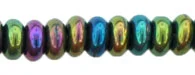 (image for) Czech 4mm Rondelle-Iris Green Metallic * Strand of 100 Glass Beads