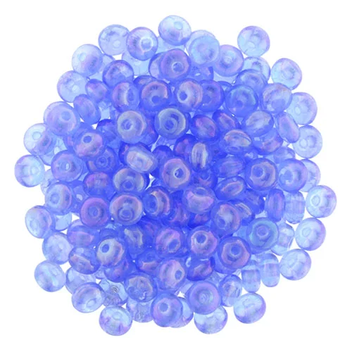 (image for) Czech 3mm Rondelle-Sapphire Iris Luster * Strand of 100 Glass Beads
