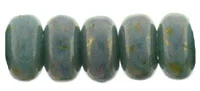 (image for) Czech 3mm Rondelle-Turquoise Bronze Picasso * Strand of 100 Glass Beads