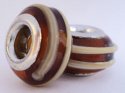 (image for) European Style Bead-Dark Amber with Tan Stripes