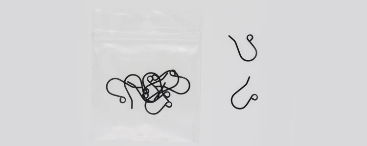 (image for) Jet Matte Black - Plain Fish Hook Ear Wire * 5 Pair