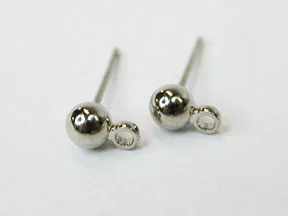 (image for) Stainless Steel - 4mm Ball Post w/ Loop * 6 Pair