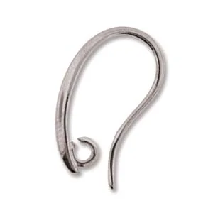 (image for) Silver Plate - Ear Wire, with 2 mm Open Ring * 19 x 11 mm -* One Pair